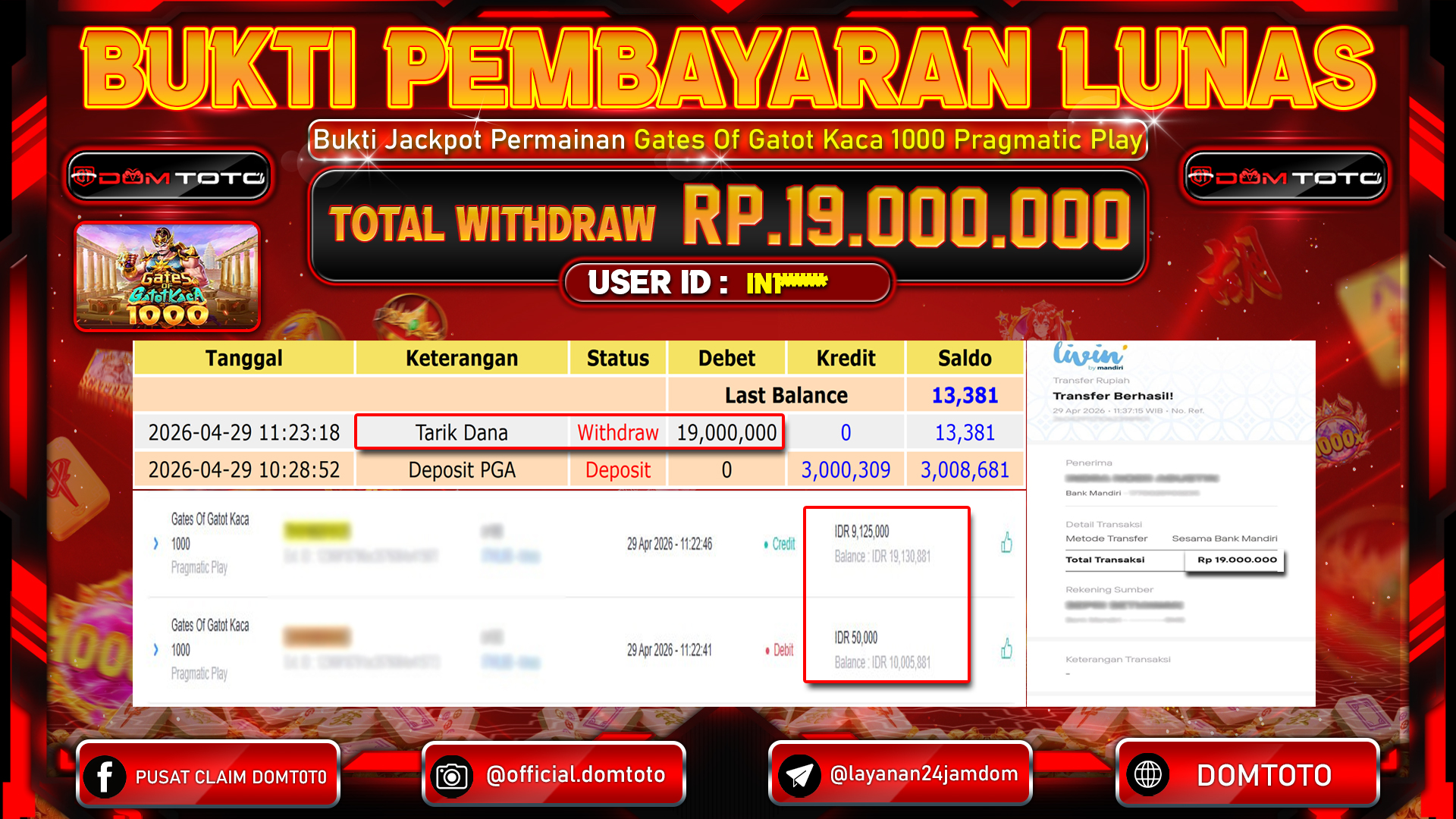 JACKPOT SLOT Gates Of Gatot Kaca 1000 Pragmatic Play 29 APRIL 2026